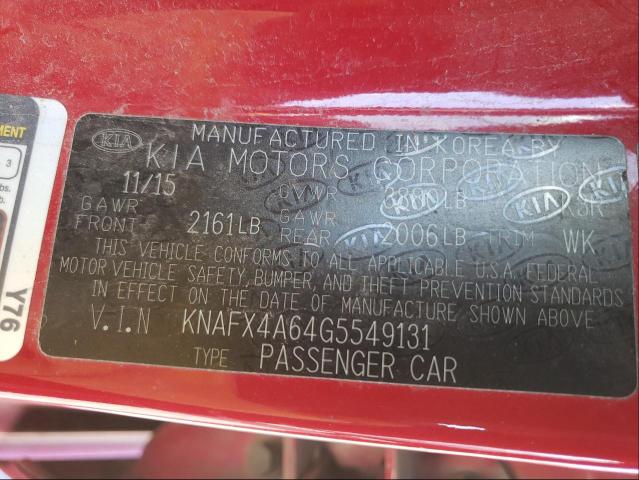 Photo 9 VIN: KNAFX4A64G5549131 - KIA FORTE LX 