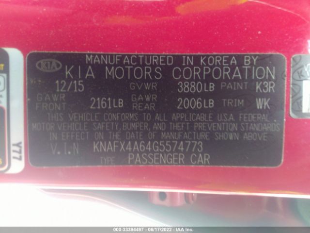 Photo 8 VIN: KNAFX4A64G5574773 - KIA FORTE 