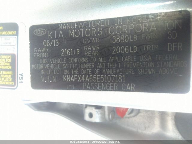 Photo 8 VIN: KNAFX4A65E5107181 - KIA FORTE 