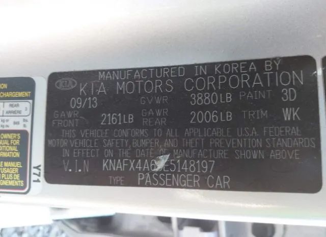 Photo 8 VIN: KNAFX4A65E5148197 - KIA FORTE 