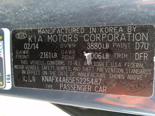 Photo 9 VIN: KNAFX4A65E5225487 - KIA FORTE LX 