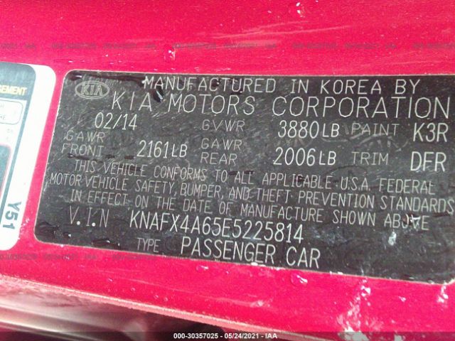 Photo 8 VIN: KNAFX4A65E5225814 - KIA FORTE 