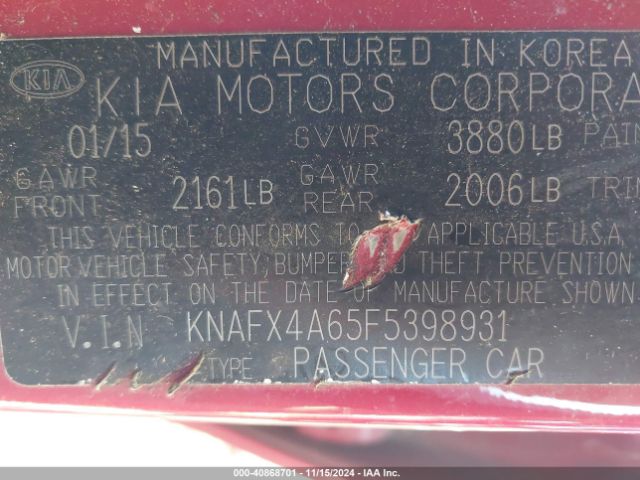 Photo 8 VIN: KNAFX4A65F5398931 - KIA FORTE 