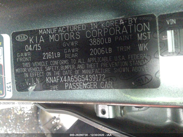 Photo 8 VIN: KNAFX4A65G5439172 - KIA FORTE 