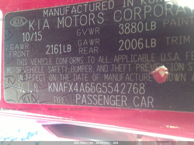 Photo 8 VIN: KNAFX4A65G5542768 - KIA FORTE 