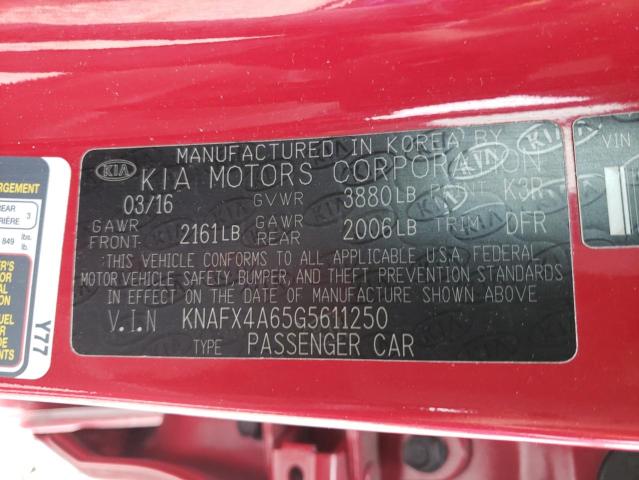 Photo 9 VIN: KNAFX4A65G5611250 - KIA FORTE LX 