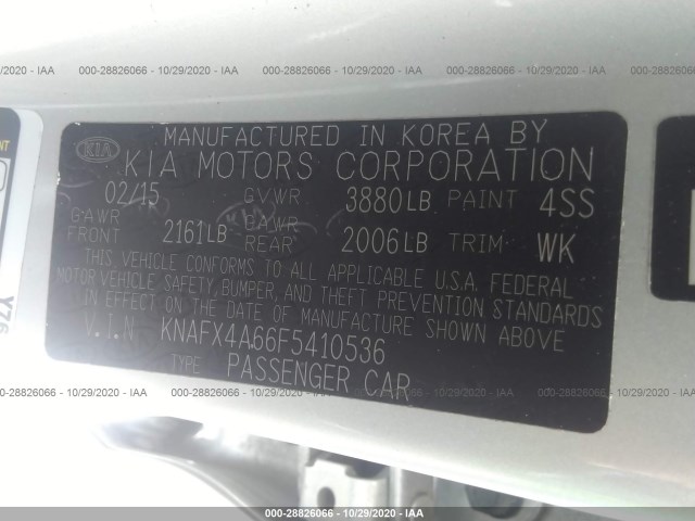 Photo 8 VIN: KNAFX4A66F5410536 - KIA FORTE 