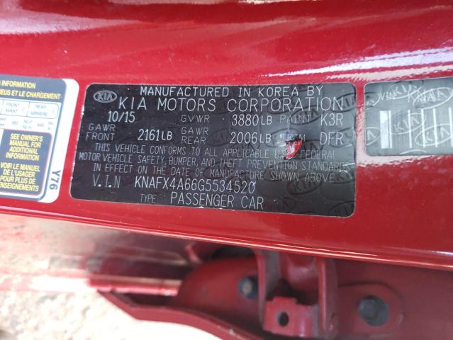 Photo 11 VIN: KNAFX4A66G5534520 - KIA FORTE LX 