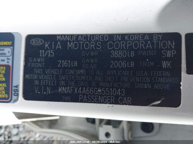 Photo 8 VIN: KNAFX4A66G5551043 - KIA FORTE 