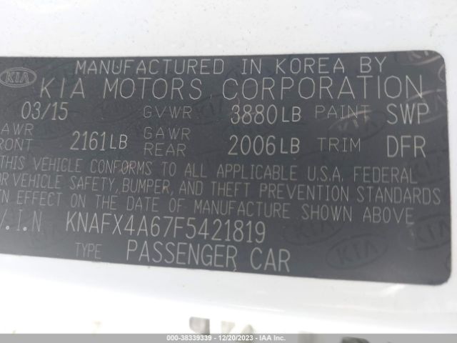 Photo 8 VIN: KNAFX4A67F5421819 - KIA FORTE 