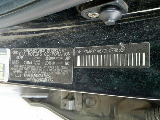 Photo 9 VIN: KNAFX4A67G5479852 - KIA FORTE LX 