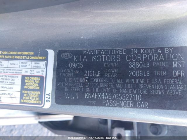 Photo 8 VIN: KNAFX4A67G5527110 - KIA FORTE 