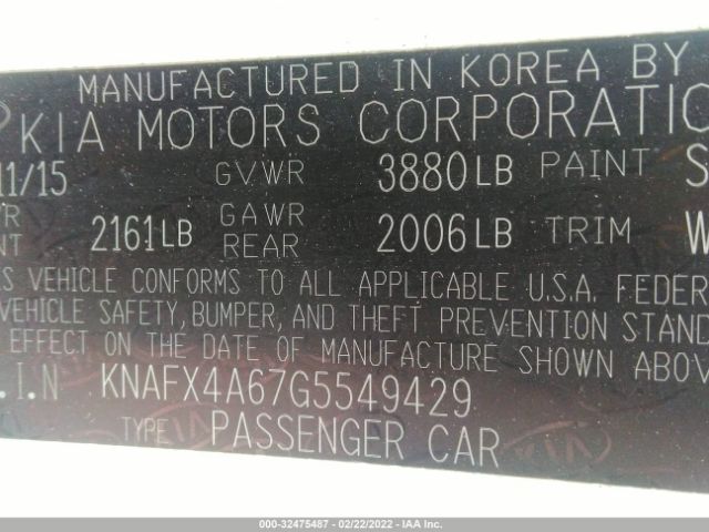 Photo 8 VIN: KNAFX4A67G5549429 - KIA FORTE 