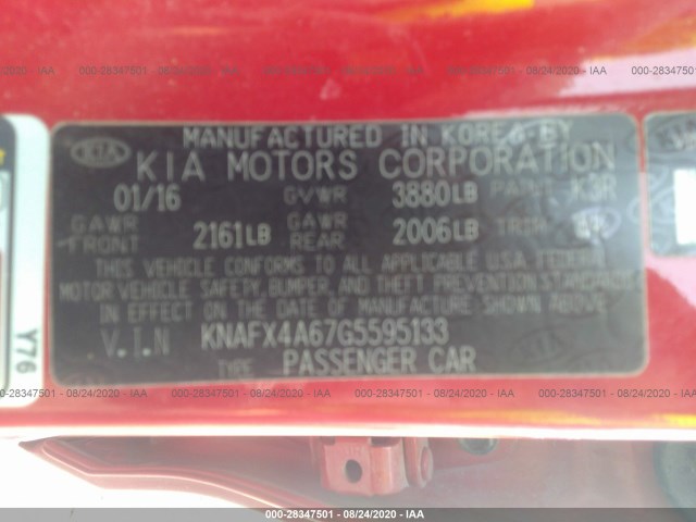 Photo 8 VIN: KNAFX4A67G5595133 - KIA FORTE 