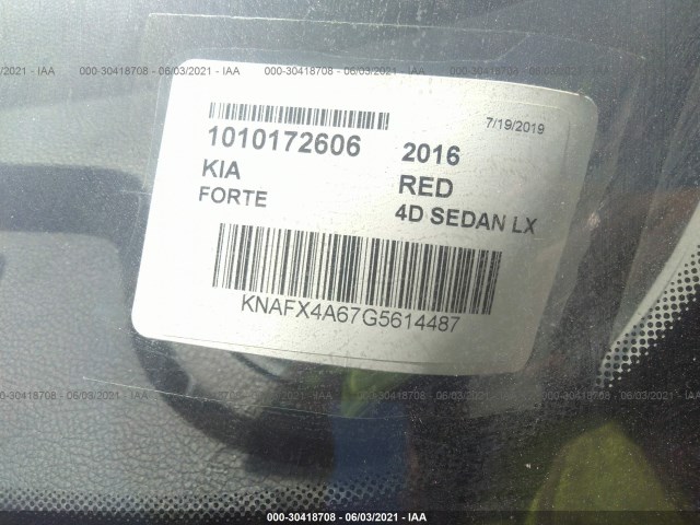 Photo 8 VIN: KNAFX4A67G5614487 - KIA FORTE 