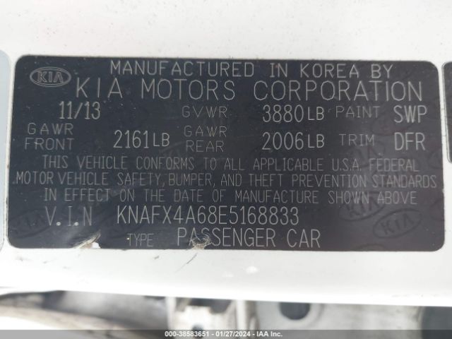 Photo 8 VIN: KNAFX4A68E5168833 - KIA FORTE 