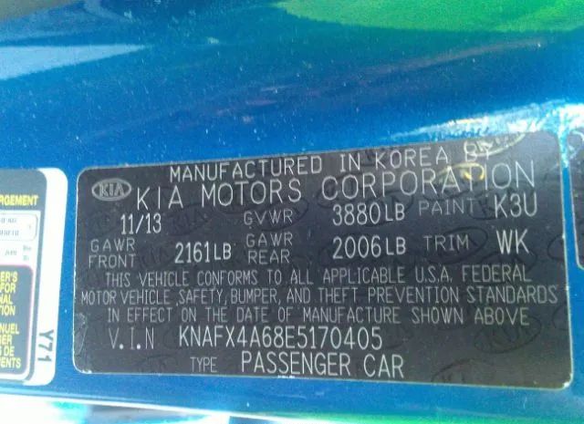 Photo 8 VIN: KNAFX4A68E5170405 - KIA FORTE 