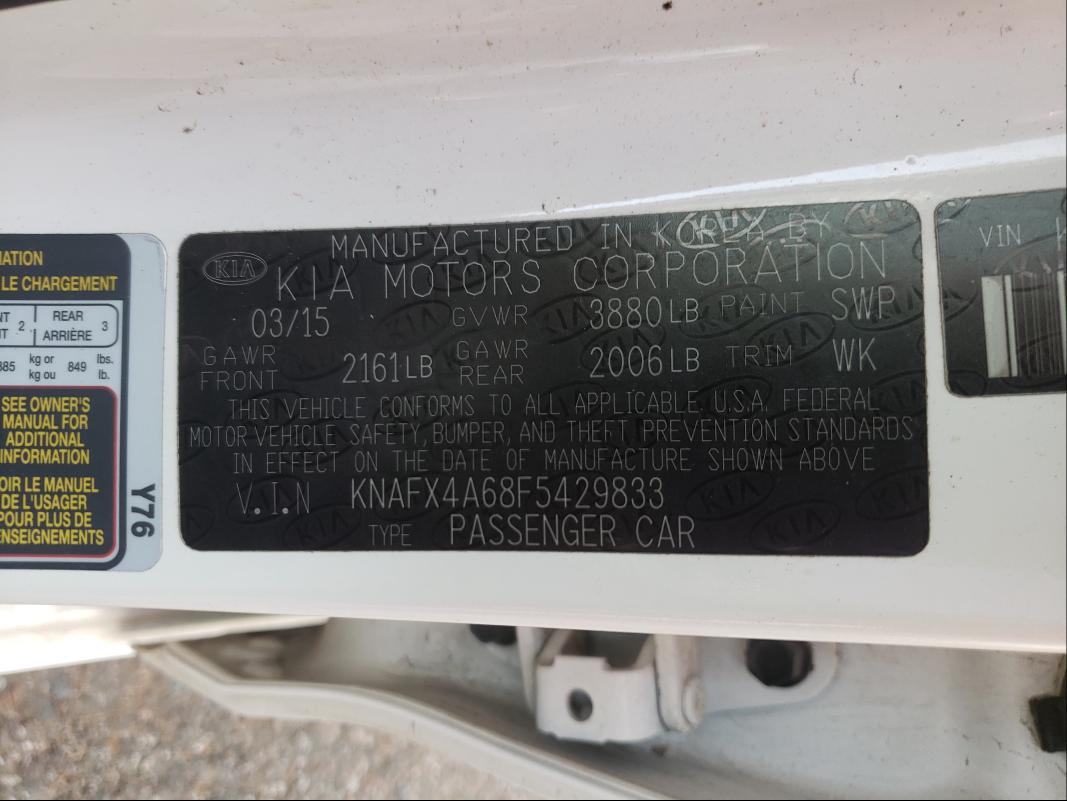 Photo 9 VIN: KNAFX4A68F5429833 - KIA FORTE LX 