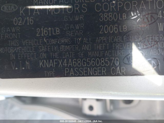 Photo 8 VIN: KNAFX4A68G5608570 - KIA FORTE 