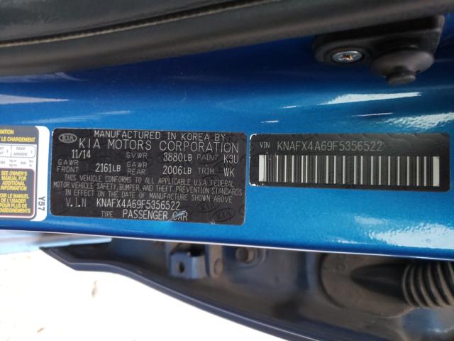 Photo 9 VIN: KNAFX4A69F5356522 - KIA FORTE LX 