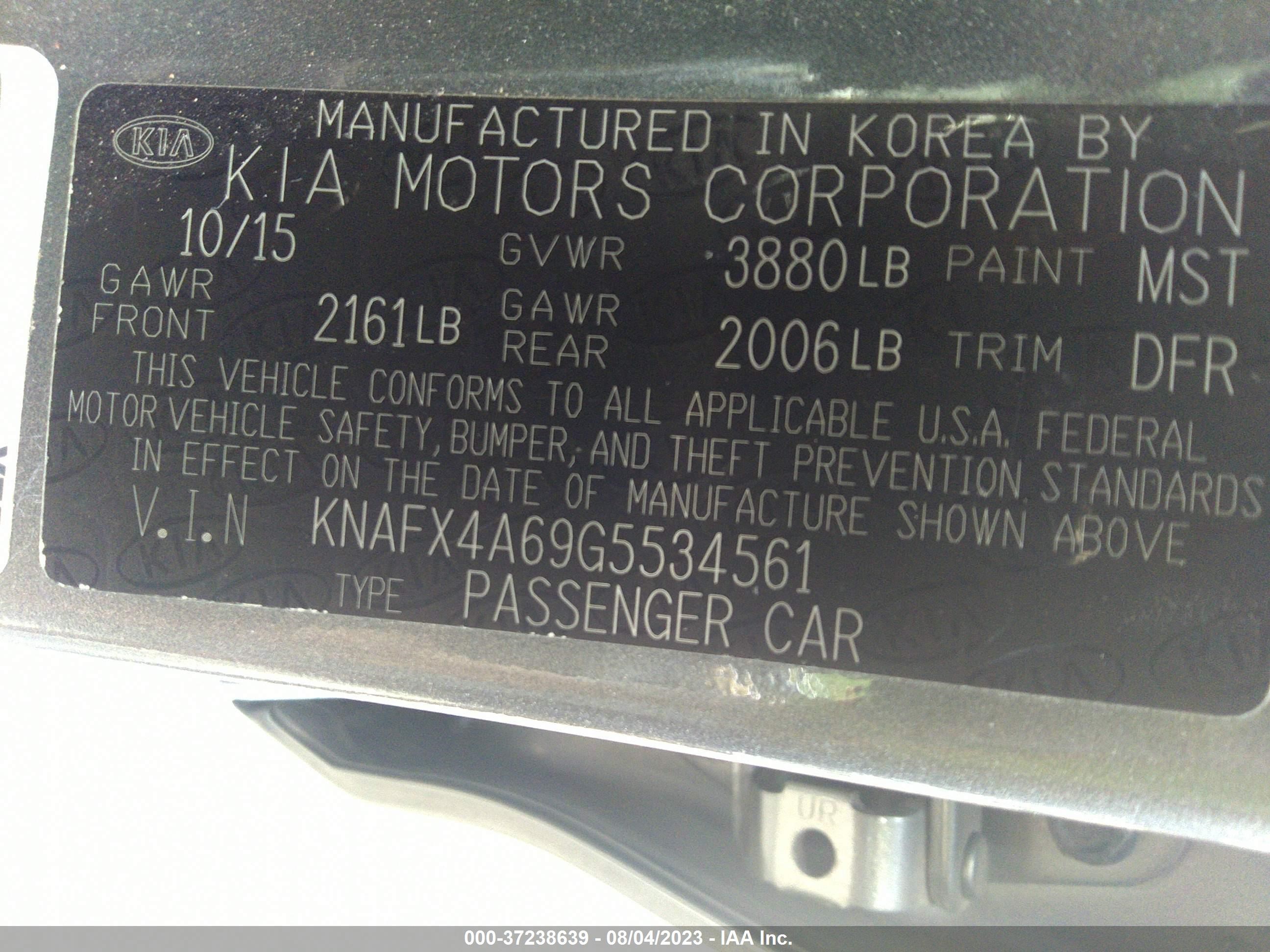 Photo 8 VIN: KNAFX4A69G5534561 - KIA FORTE 