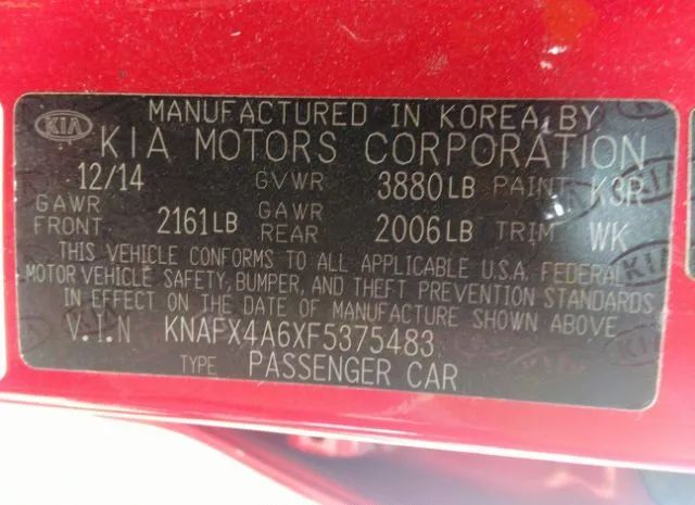 Photo 8 VIN: KNAFX4A6XF5375483 - KIA FORTE 