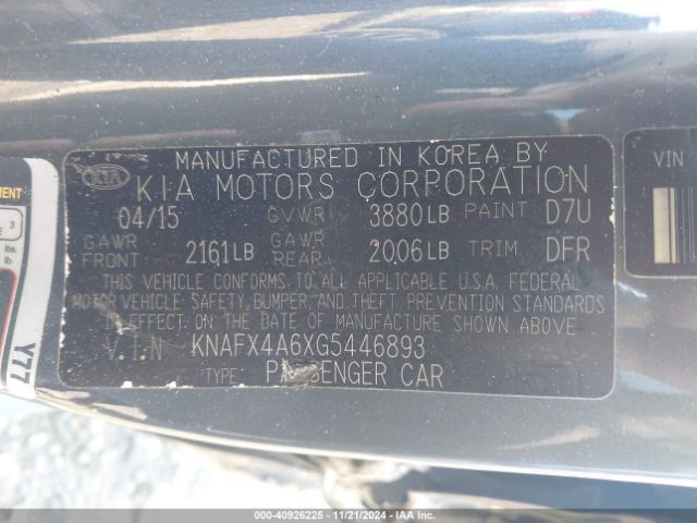 Photo 8 VIN: KNAFX4A6XG5446893 - KIA FORTE 