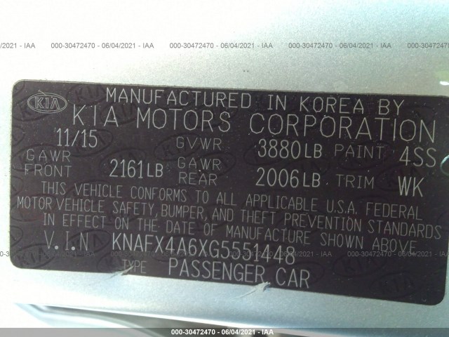 Photo 8 VIN: KNAFX4A6XG5551448 - KIA FORTE 