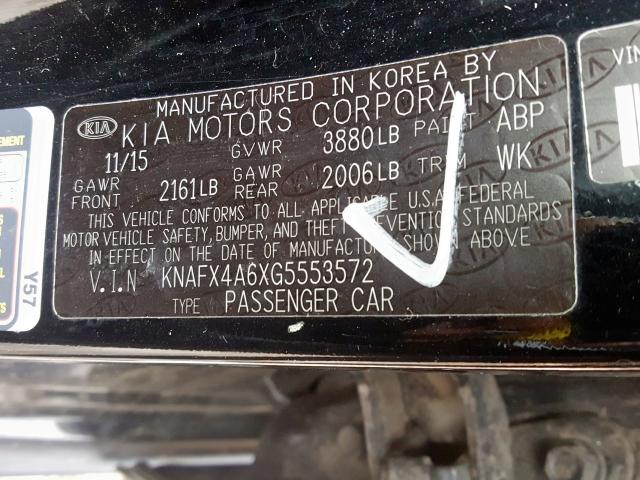 Photo 9 VIN: KNAFX4A6XG5553572 - KIA FORTE LX 