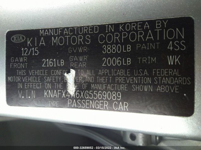 Photo 8 VIN: KNAFX4A6XG5569089 - KIA FORTE 