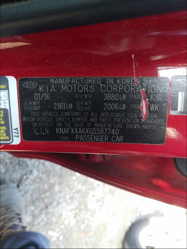 Photo 9 VIN: KNAFX4A6XG5587740 - KIA FORTE LX 