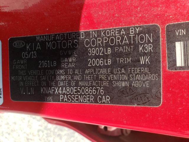 Photo 9 VIN: KNAFX4A80E5086676 - KIA FORTE EX 