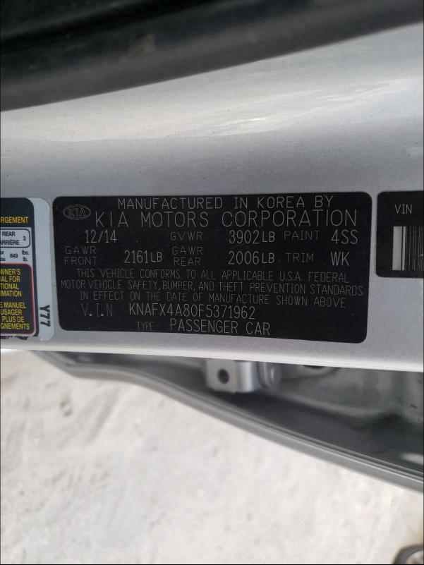 Photo 9 VIN: KNAFX4A80F5371962 - KIA FORTE EX 