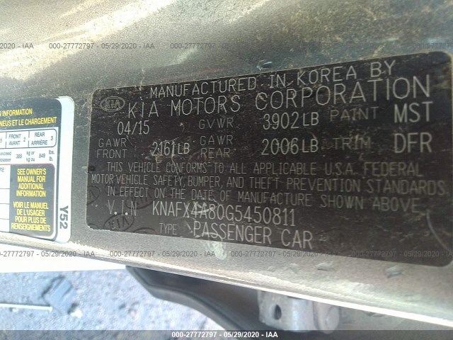 Photo 8 VIN: KNAFX4A80G5450811 - KIA FORTE 