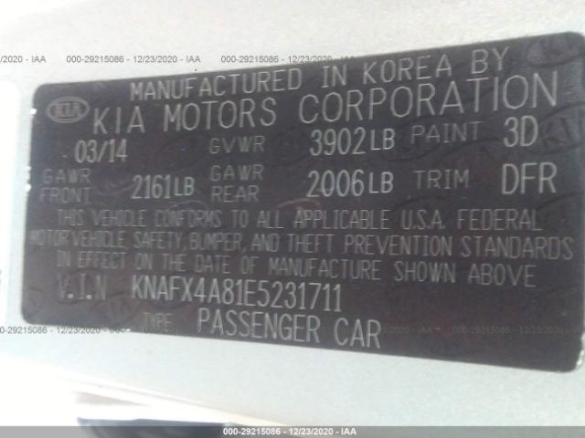 Photo 8 VIN: KNAFX4A81E5231711 - KIA FORTE 