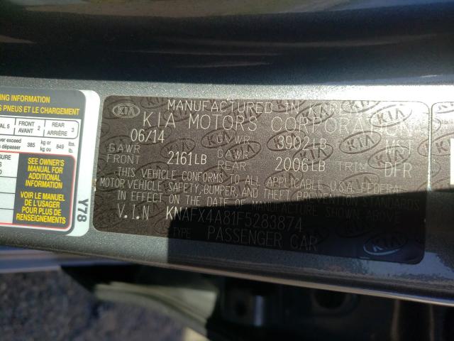 Photo 9 VIN: KNAFX4A81F5283874 - KIA FORTE EX 