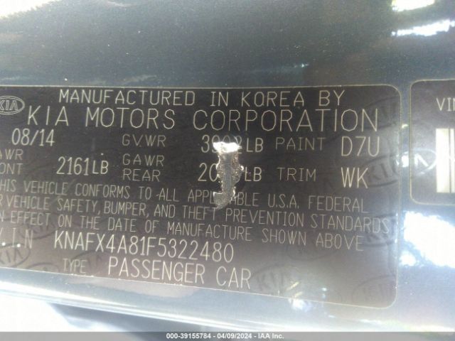 Photo 8 VIN: KNAFX4A81F5322480 - KIA FORTE 