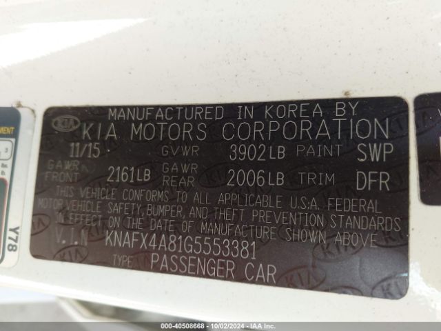 Photo 8 VIN: KNAFX4A81G5553381 - KIA FORTE 