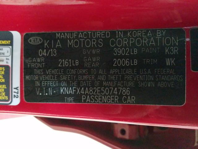 Photo 9 VIN: KNAFX4A82E5074786 - KIA FORTE 