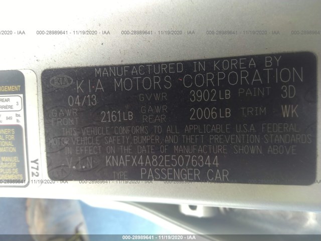 Photo 8 VIN: KNAFX4A82E5076344 - KIA FORTE 