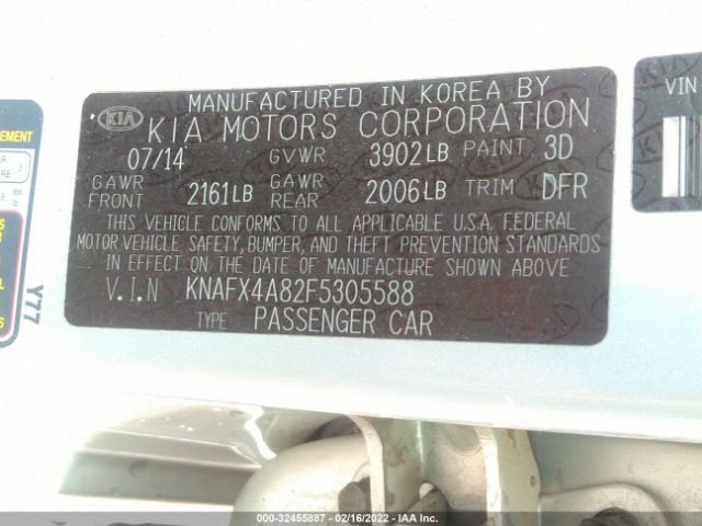 Photo 8 VIN: KNAFX4A82F5305588 - KIA FORTE 