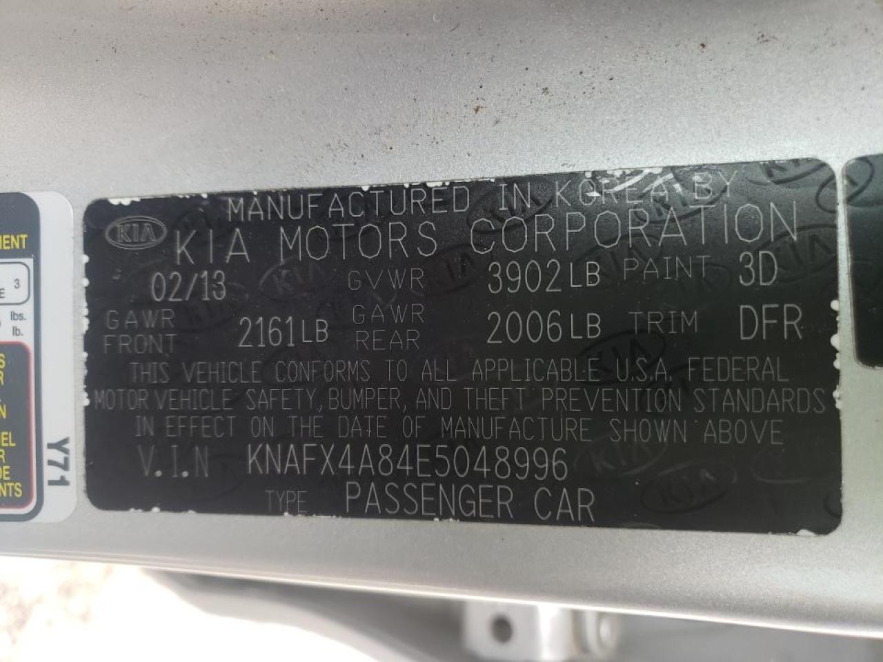 Photo 9 VIN: KNAFX4A84E5048996 - KIA FORTE 