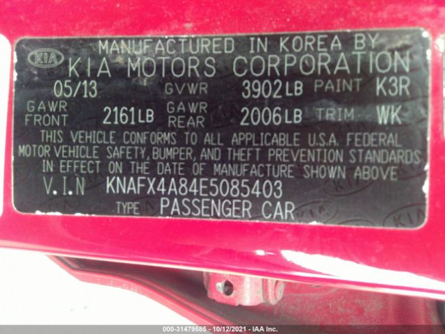 Photo 8 VIN: KNAFX4A84E5085403 - KIA FORTE 