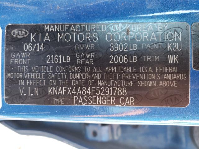 Photo 9 VIN: KNAFX4A84F5291788 - KIA FORTE EX 