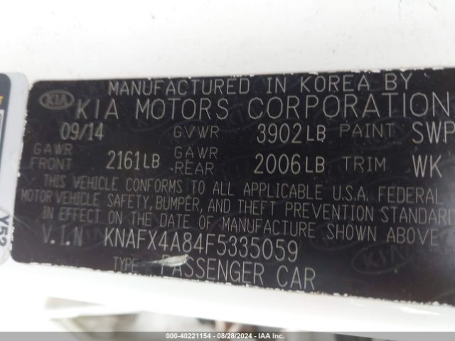 Photo 8 VIN: KNAFX4A84F5335059 - KIA FORTE 