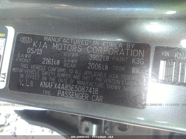 Photo 8 VIN: KNAFX4A85E5087418 - KIA FORTE 