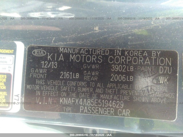 Photo 8 VIN: KNAFX4A85E5194629 - KIA FORTE 