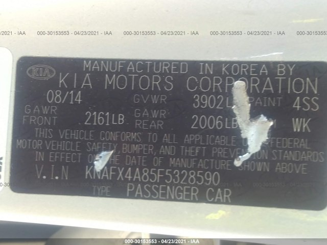 Photo 8 VIN: KNAFX4A85F5328590 - KIA FORTE 