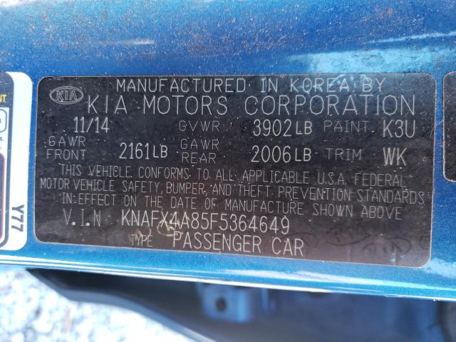 Photo 9 VIN: KNAFX4A85F5364649 - KIA FORTE EX 