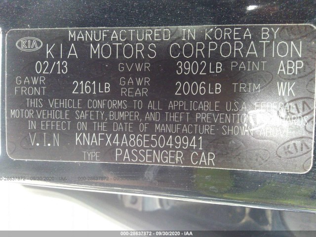 Photo 8 VIN: KNAFX4A86E5049941 - KIA FORTE 